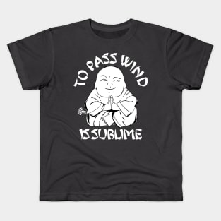 Tooting Buddah (White Text) Kids T-Shirt